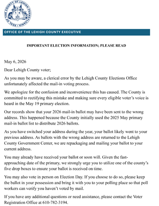 Ballot Letter Sample 1